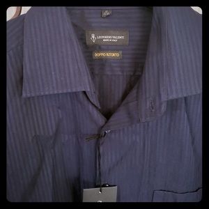 Leonardo Valenti, navy blue men’s dress shirt